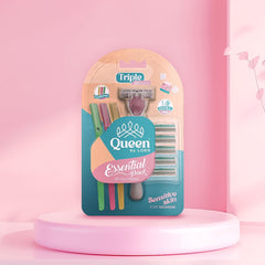 QUEEN ESSENTIALS PACK AND 3 EYEBROW RAZORS WITH 9 REFILLS COVERED AND A FULL MOISTURIZER STRIP Q0133P - Anwar Store