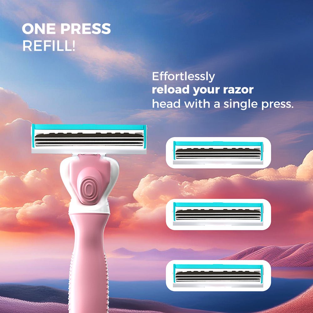 QUEEN LADIES RAZOR HANDLE + 5 TRIPLE BLADES WITH MOISTURIZING STRIP AND MOVABLE HEAD Q0331P - Anwar Store