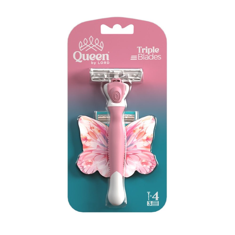 QUEEN LADIES RAZOR HANDLE + 5 TRIPLE BLADES WITH MOISTURIZING STRIP AND MOVABLE HEAD Q0331P - Anwar Store
