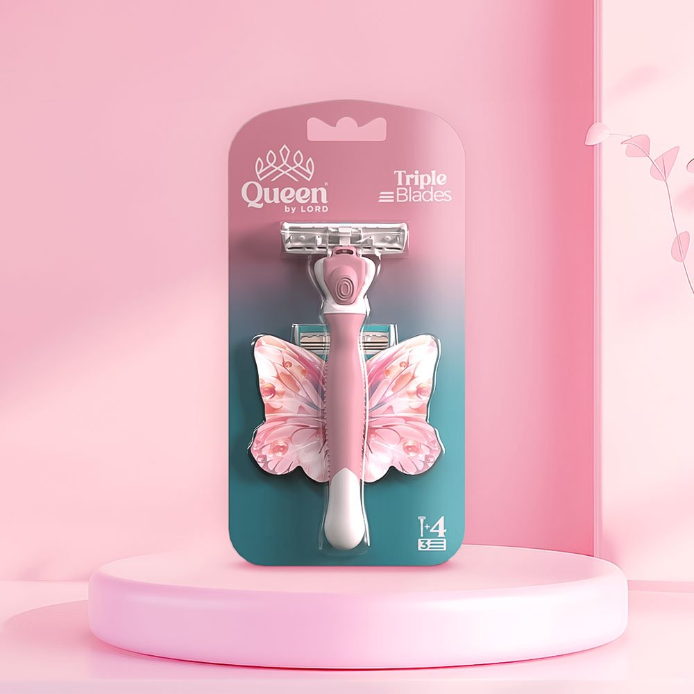 QUEEN LADIES RAZOR HANDLE + 5 TRIPLE BLADES WITH MOISTURIZING STRIP AND MOVABLE HEAD Q0331P - Anwar Store