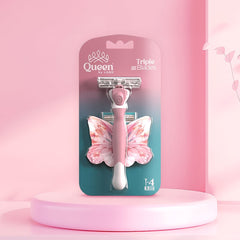 QUEEN LADIES RAZOR HANDLE + 5 TRIPLE BLADES WITH MOISTURIZING STRIP AND MOVABLE HEAD Q0331P - Anwar Store
