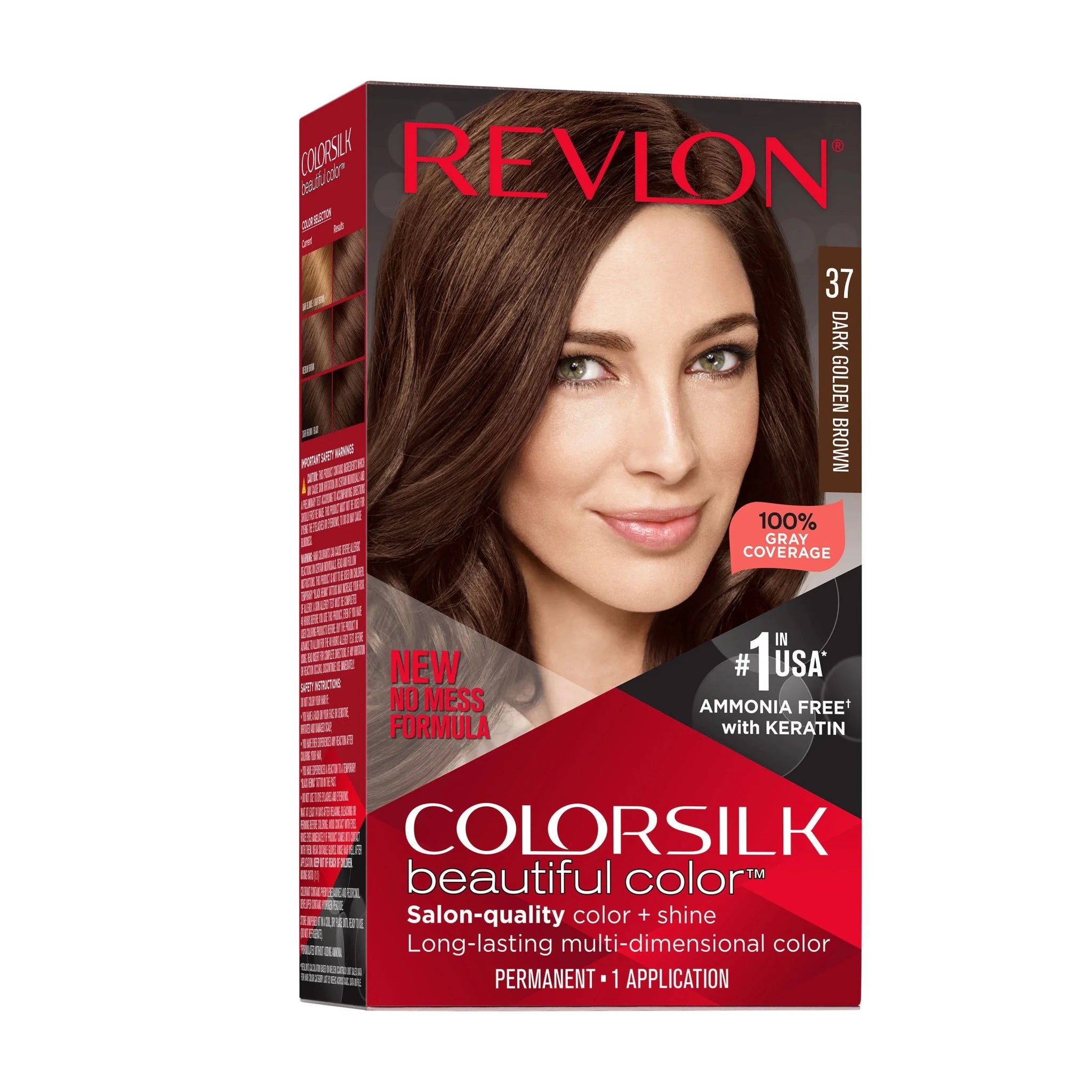REVLON 37 DARK GOLDEN BROWN COLORSILK WITH KERATIN 3D COLOR - Anwar Store