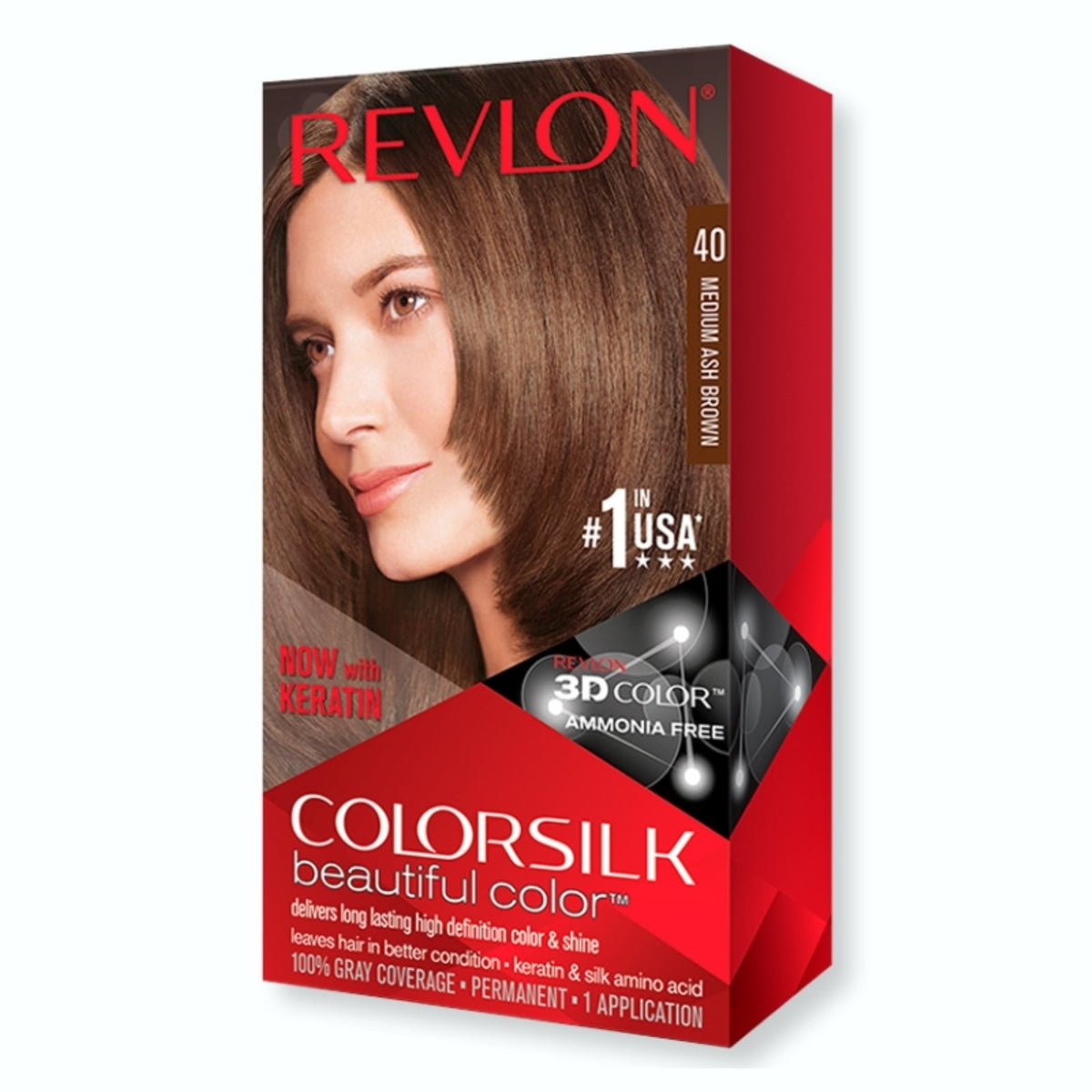 REVLON 40 MEDIUM ASH BROWN COLORSILK WITH KERATIN 3D COLOR - Anwar Store