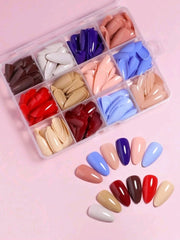 SHEIN 288PCS 12 MIXED SOLID COLOR LONG ALMOND NAIL - Anwar Store