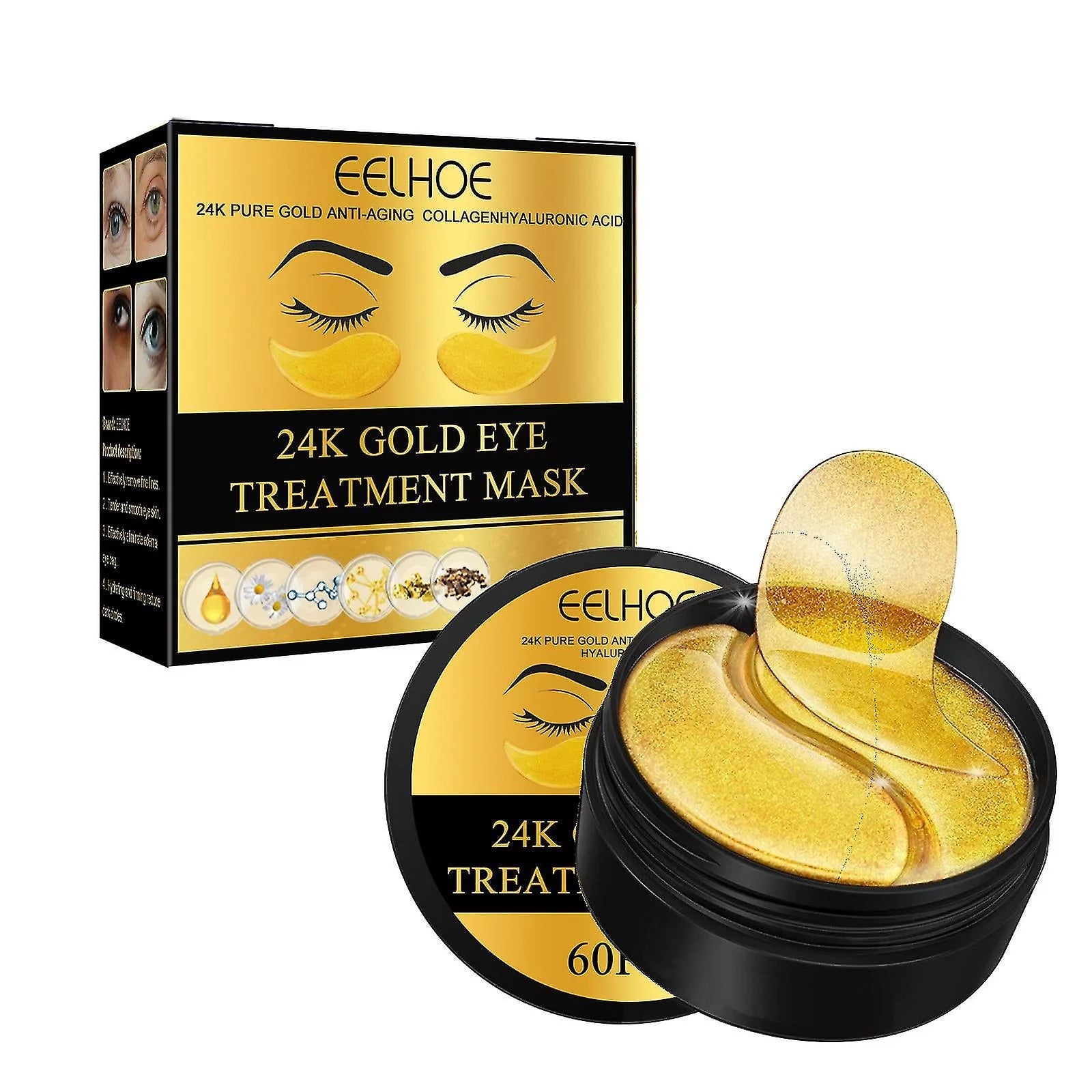 SHEIN EELHOE 24K GOLD EYE TREATMENT MASK 60PCS - Anwar Store