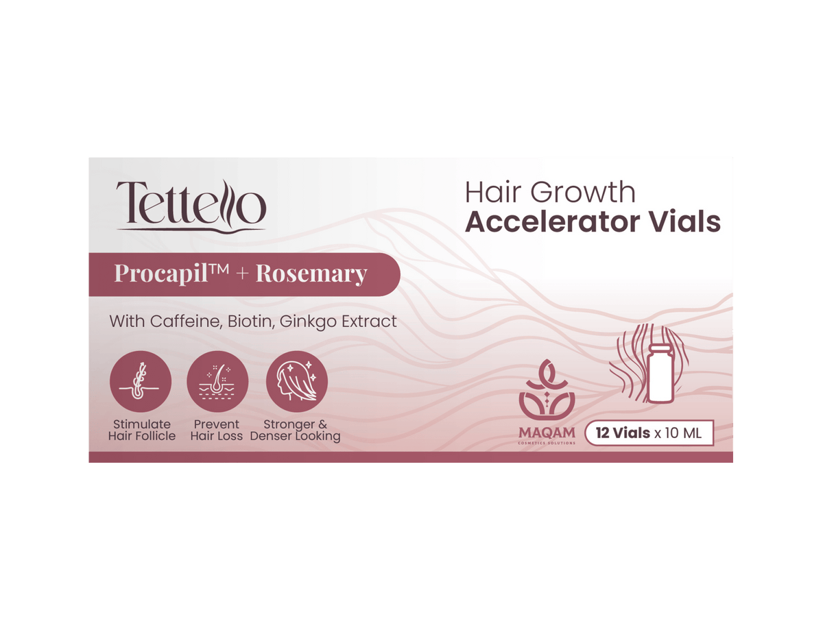 TETTELLO HAIR GROWTH 12VIALS PROCAPIL+ROSEMARY WITH CAFFEINE+BIOTIB+GINKGO EXTRACT 10ML - Anwar Store