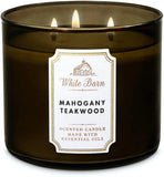 Bath & Body Works White Barn Mahogany Teakwood 3-Wick Candle - 411g
