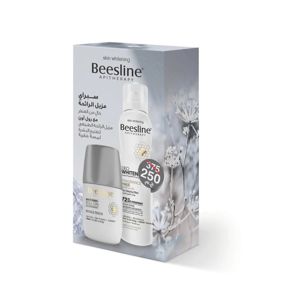 Beesline Deodorant Spray Whitening Fragrance Free + Whitening Roll On Deodorant Invisible Touch Anwar Store