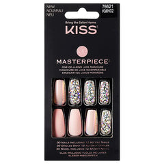 KISS Masterpiece False Nails, Luxe Mani, 30 Ct, Glitter and Pink Anwar Store