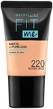 Maybelline New York Fit Me Matte Plus Poreless Foundation Cream, 18 ml - 220 Natural Beige
