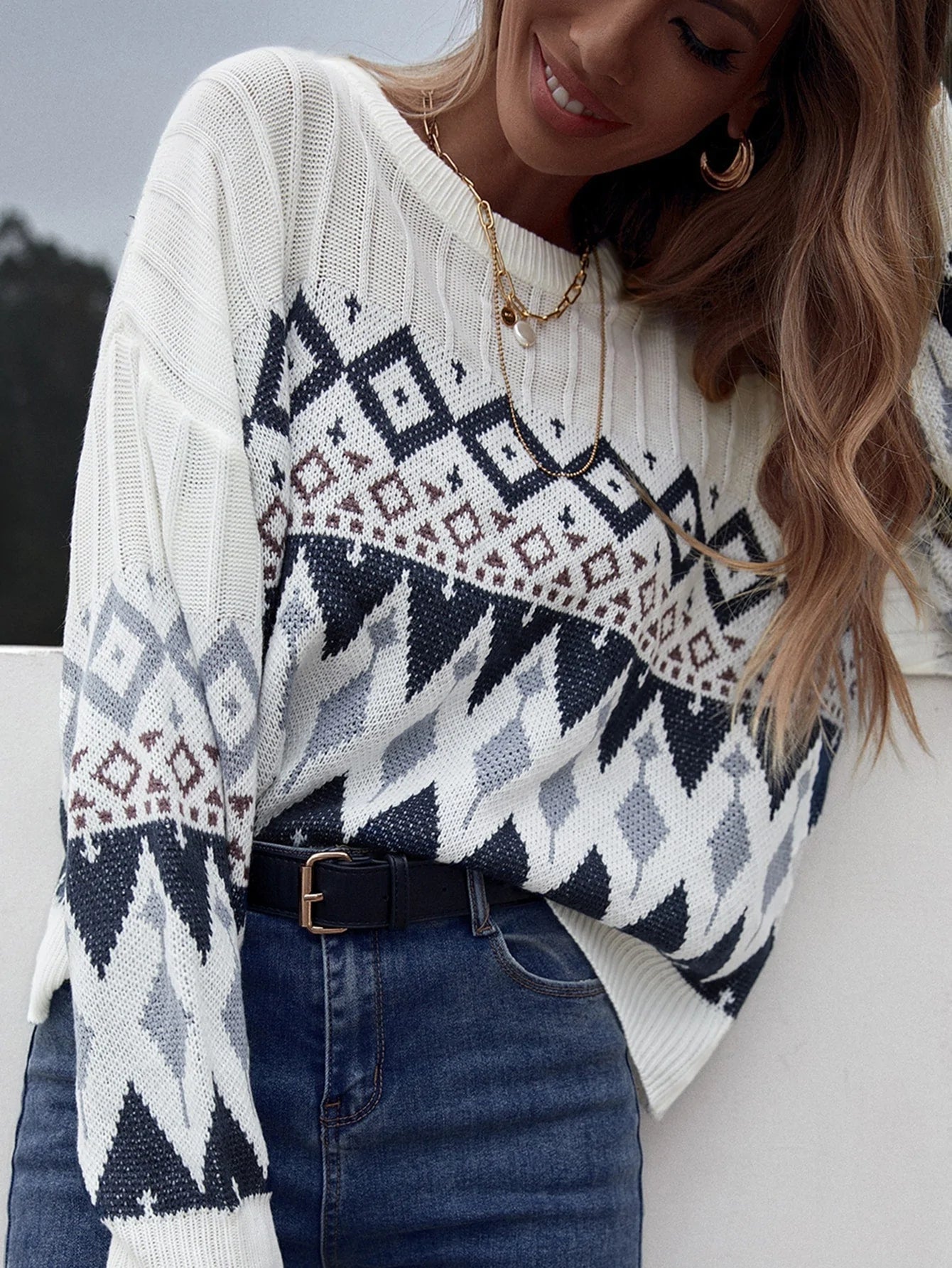 SHEIN PATTERN PULLOVER Anwar Store