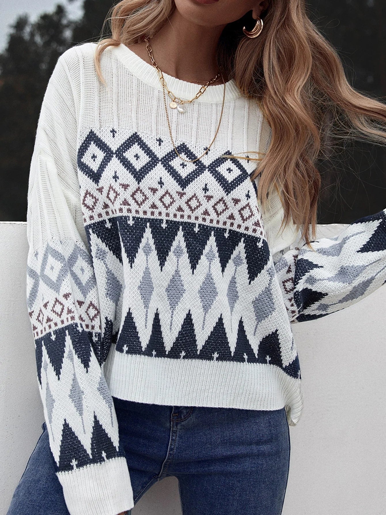 SHEIN PATTERN PULLOVER Anwar Store