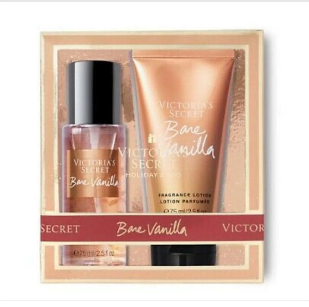 Victoria's Secret Bare Vanilla Travel Size Fragrance Mist and Lotion Holiday Gift Set of 2 Anwar Store