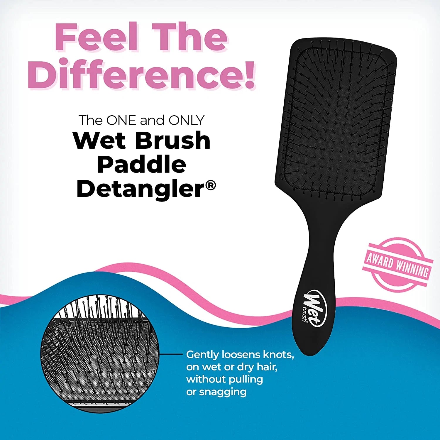 Wet Brush Paddle Detangler Hair Brush - Black 736658946758 Anwar Store