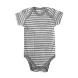 Moon and Back - Short Sleeve Bodysuit Striped Grey/White