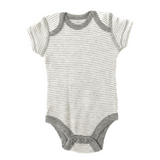 Moon and Back - Short Sleeve Bodysuit Striped White/Grey