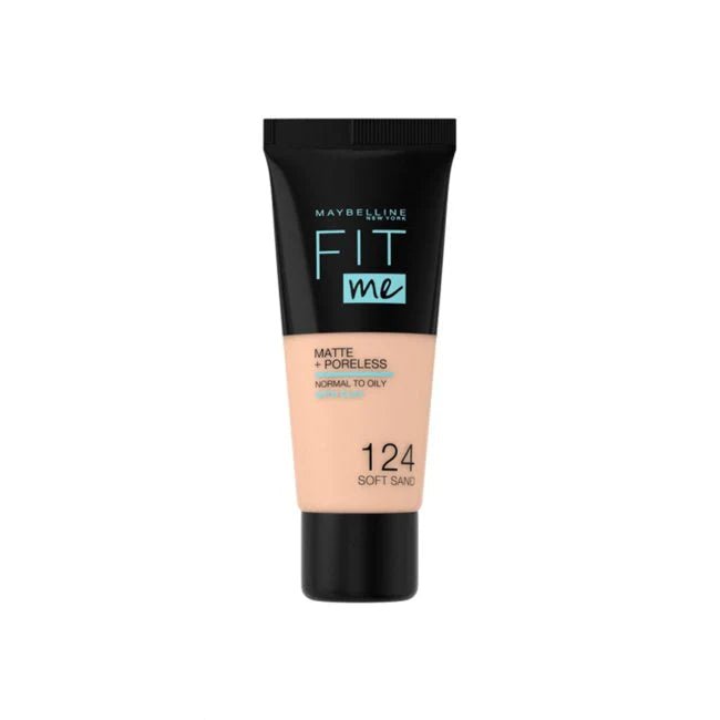Maybelline Fit Me Matte & Poreless Foundation 124 Soft Sand 30ml - Anwar Store